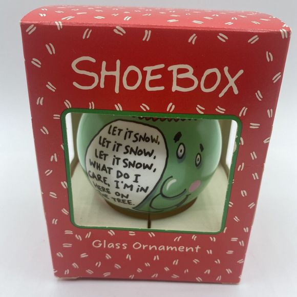 Hallmark Shoe Box Ornament Let It Snow Glass Ball Christmas 1992 RARE In Box - Picture 10 of 10